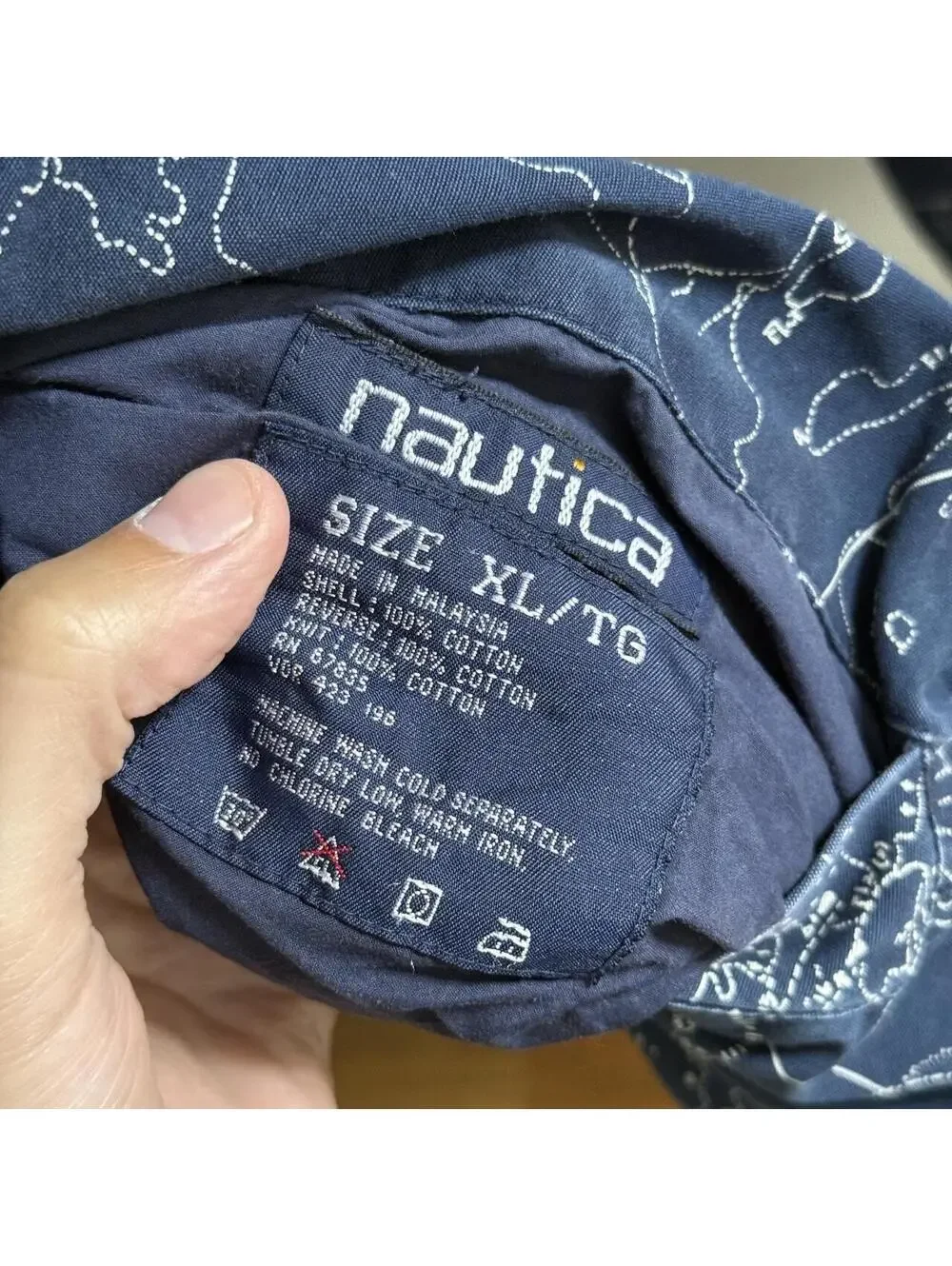 Vintage Nautica Reversible Map Print Jacket XL